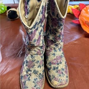 Old west kids  Floral Ankle Boots - Purple and Blue